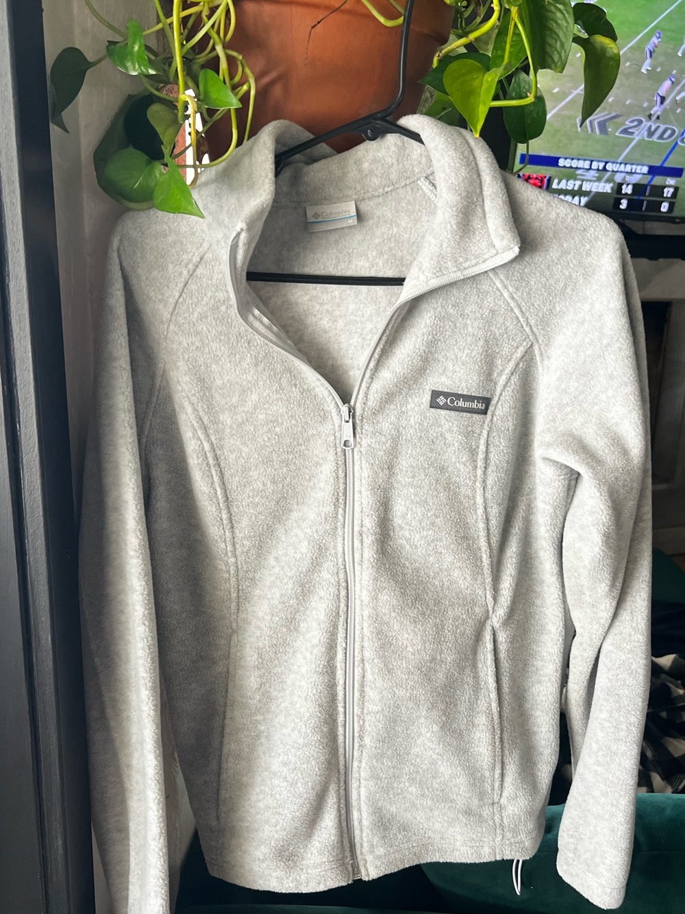 Columbia fitted fleece zip up in Light Gray